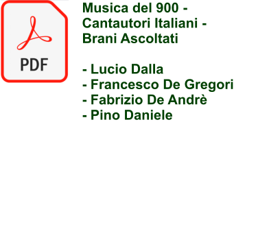 Musica del 900 - Cantautori Italiani - Brani Ascoltati  - Lucio Dalla - Francesco De Gregori - Fabrizio De Andr� - Pino Daniele