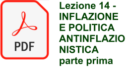 Lezione 14 -  INFLAZIONE E POLITICA ANTINFLAZIONISTICA  parte prima